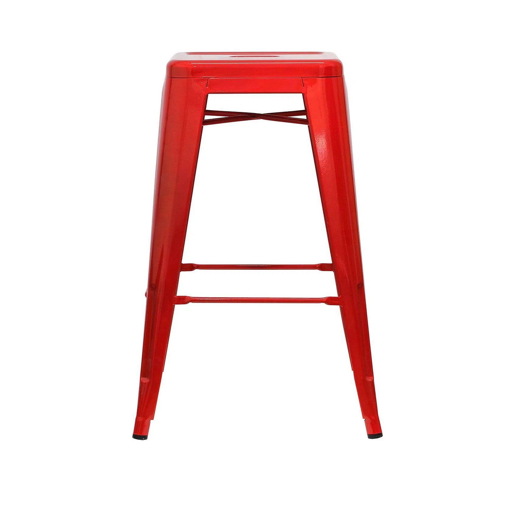Taburete Piso Metal Tolix para Comedor Bar LF5-03H 66cm  - Rojo-3