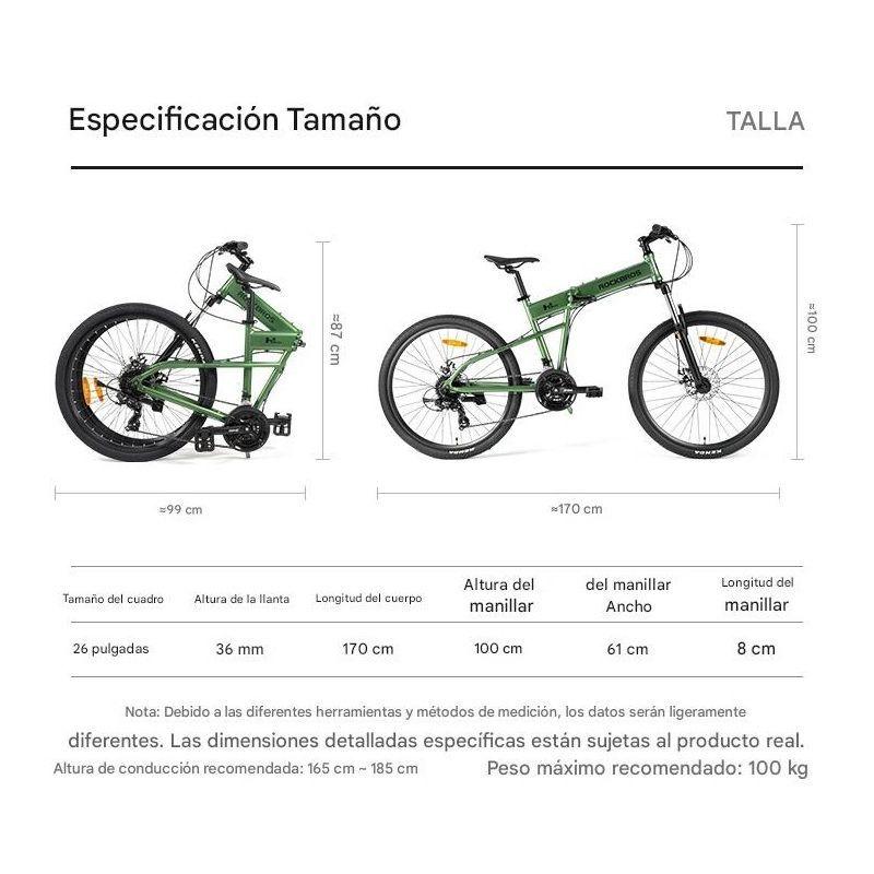 Bicicleta Montaña 8 Velocidades Cuadro Aluminio Aro 26 Rockbros SGD26EE-7