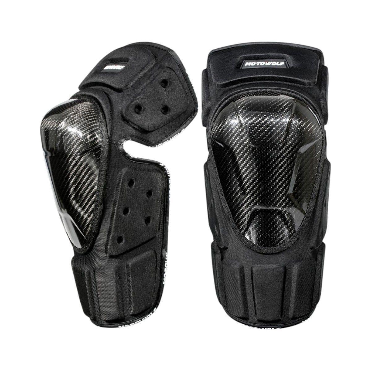 Rodilleras y Coderas Cortas para Moto Fibra de Carbono Motowolf MDL1019-3