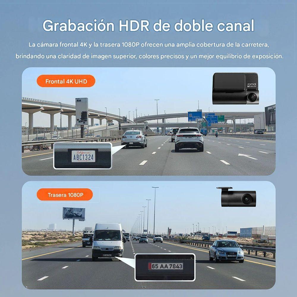 Set Doble Cámara para vehículo 4k HDR, GPS, ADAS, WIFI Visión Nocturna 70mai A810-2-6
