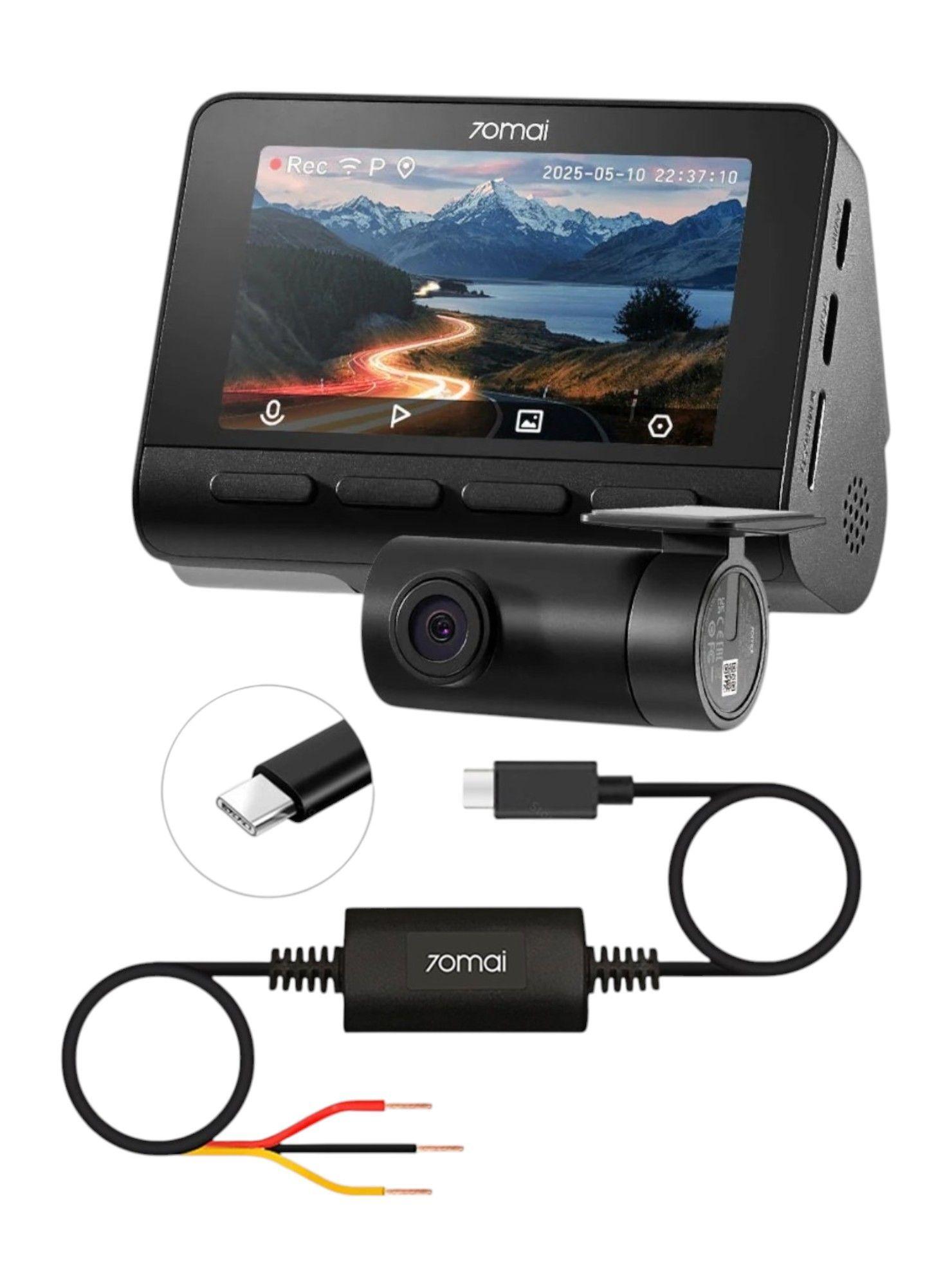 Set Dual Cámara Para Vehículo 4K 70mai A800SE Cámara trasera RC22 + Kit de cableado 70mai UP03-2