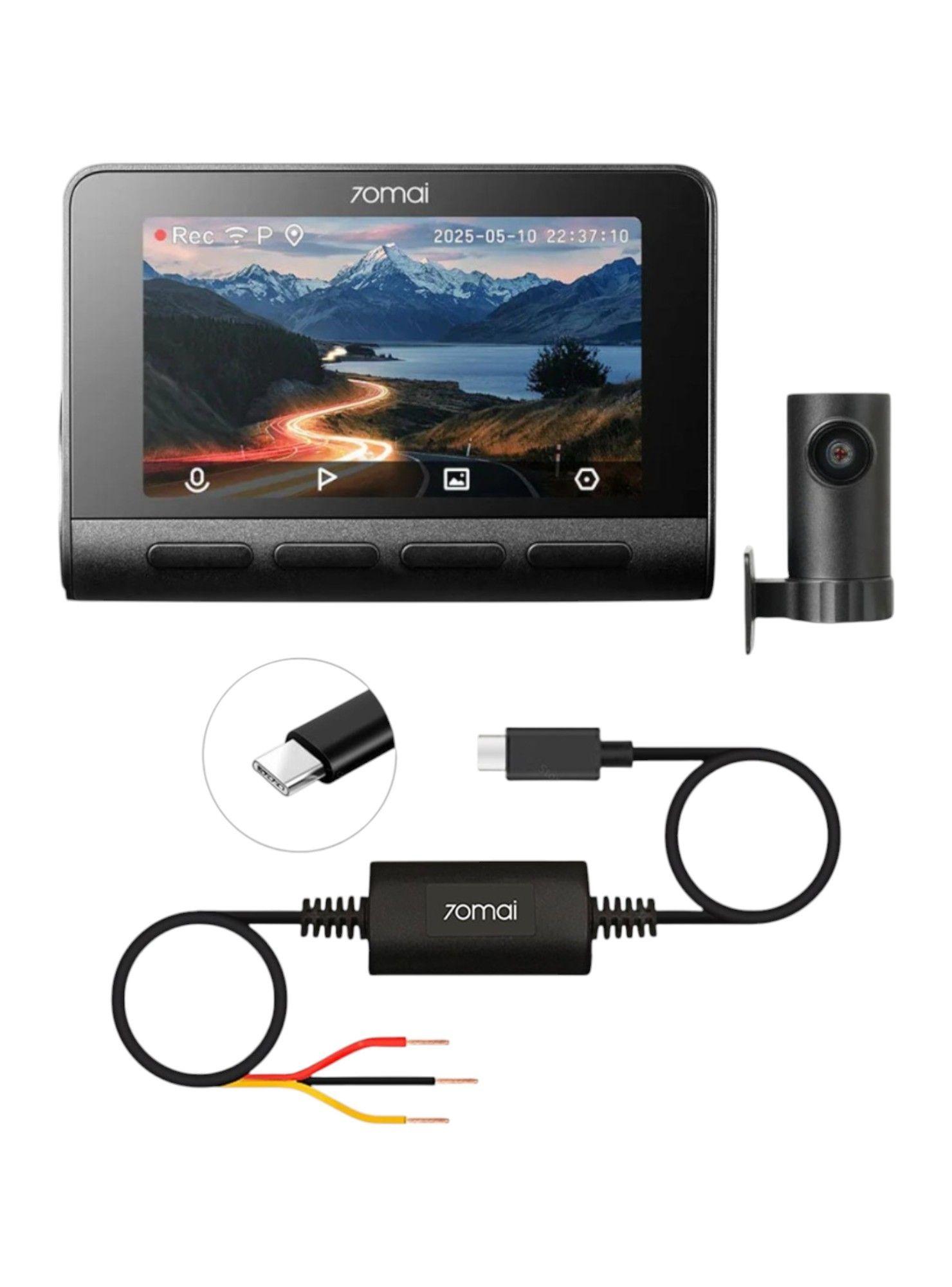 Set Dual Cámara Para Vehículo 4K 70mai A800SE Cámara trasera RC22 + Kit de cableado 70mai UP03-3