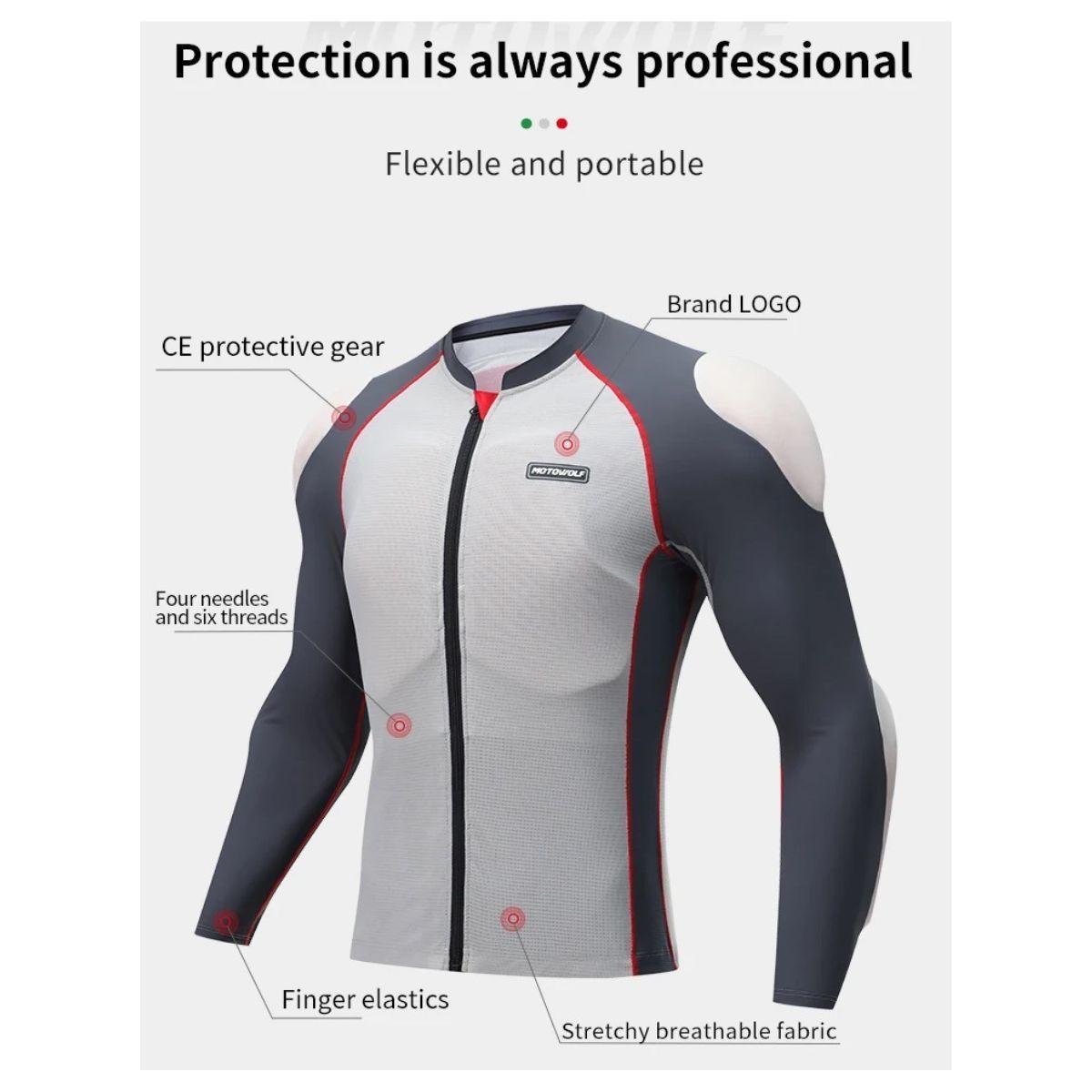 Chaqueta Ajustada Armadura para motociclismo Motowolf 1031-GY-1