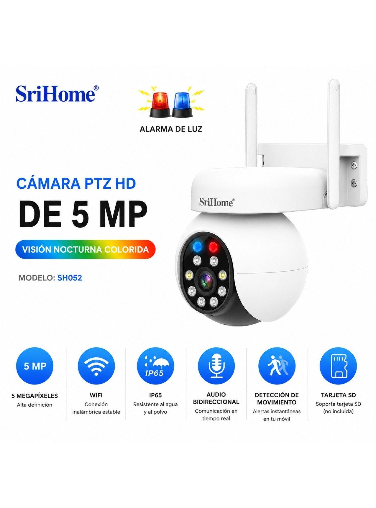 Cámara IP PTZ SriHome SH052B 5MP WiFi IP66-3