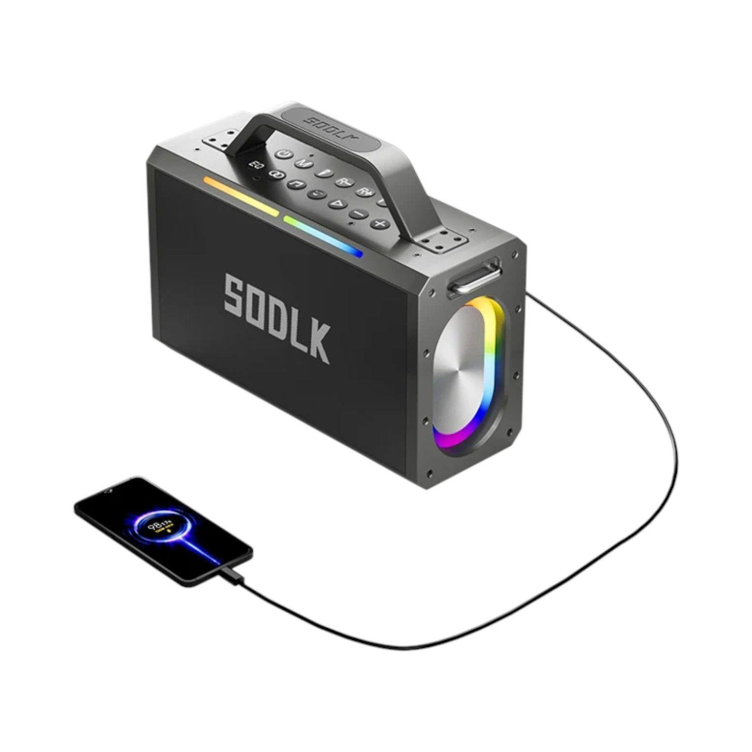 Parlante Altavoz Bluetooth 5.0 Karaoke 2Mic 200W 24mAh IPX3 TWS SODLK S1115-5