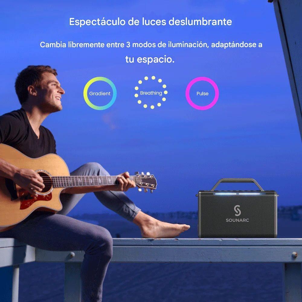 Parlante para Karaoke Bluetooth 200W IPX6 24000mAh RGB 2 Microfonos Sounarc K2-4