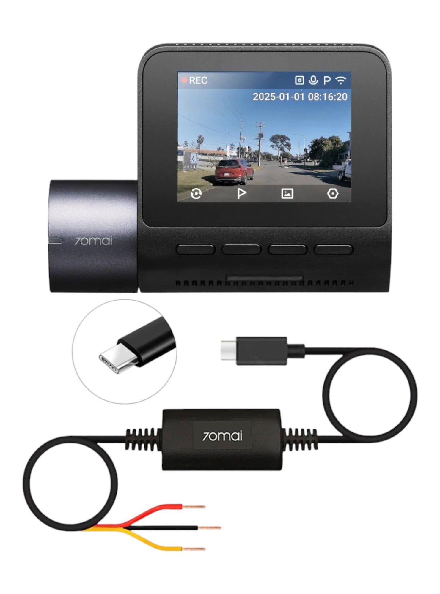 Cámara Para Vehículo 2.5K HDR GPS ADAS NightVis Wi-Fi 70mai A410 + Kit Cableado UP03-2