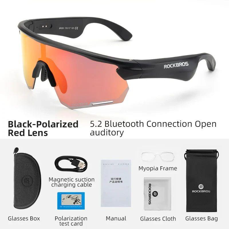 Lentes de ciclismo bluetooth polarizado TAC Rockbros SP251 - polarizado rojo-3