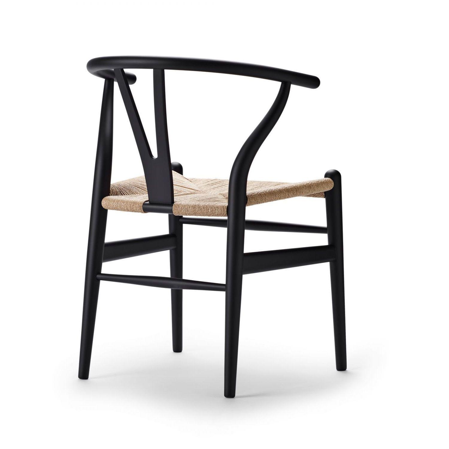 Pack 4 sillas de Madera Wishbone Asiento de cuerda LF9-01 - negro/natural-2