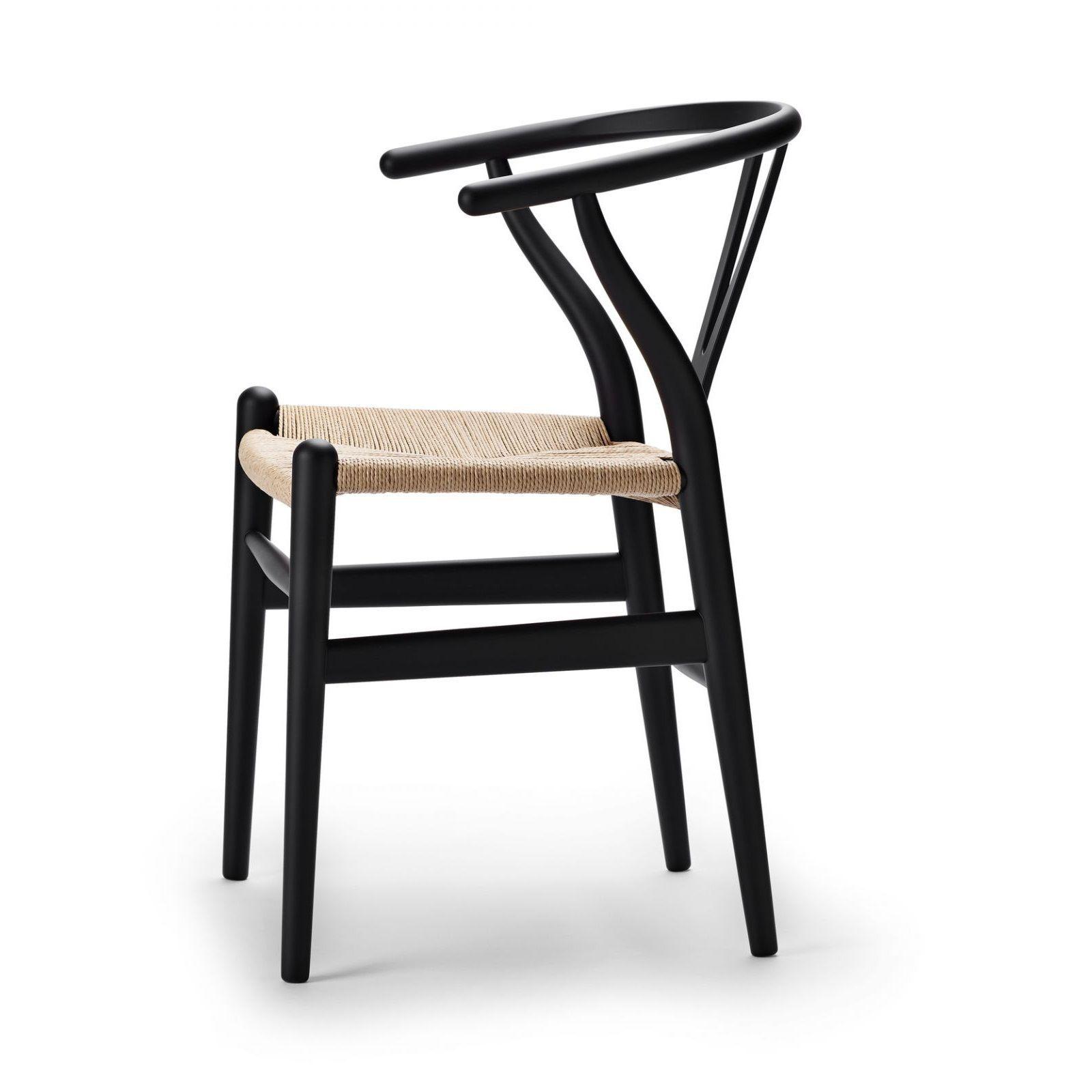 Pack 4 sillas de Madera Wishbone Asiento de cuerda LF9-01 - negro/natural-3