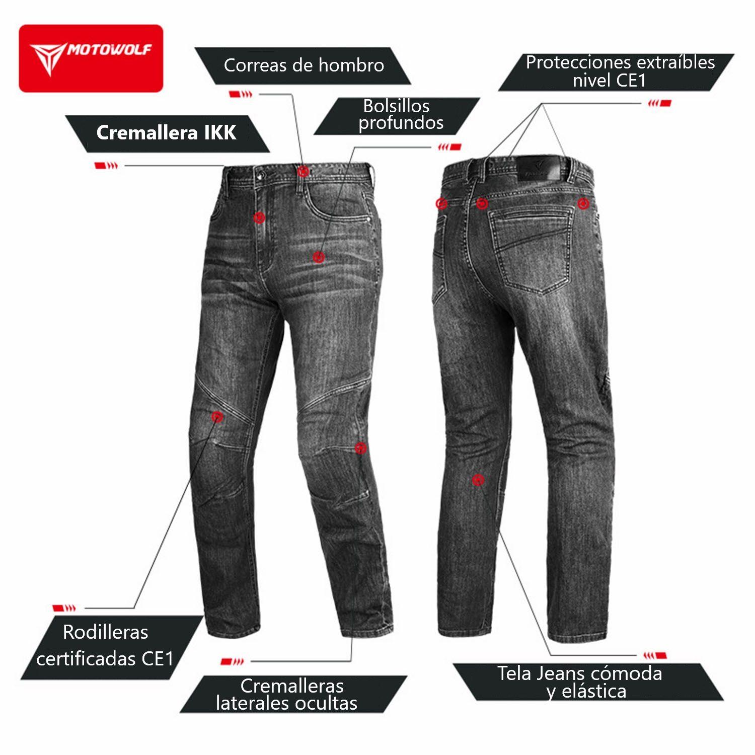 Pantalones Jeans de motociclismo con protecciones Motowolf 0615-4
