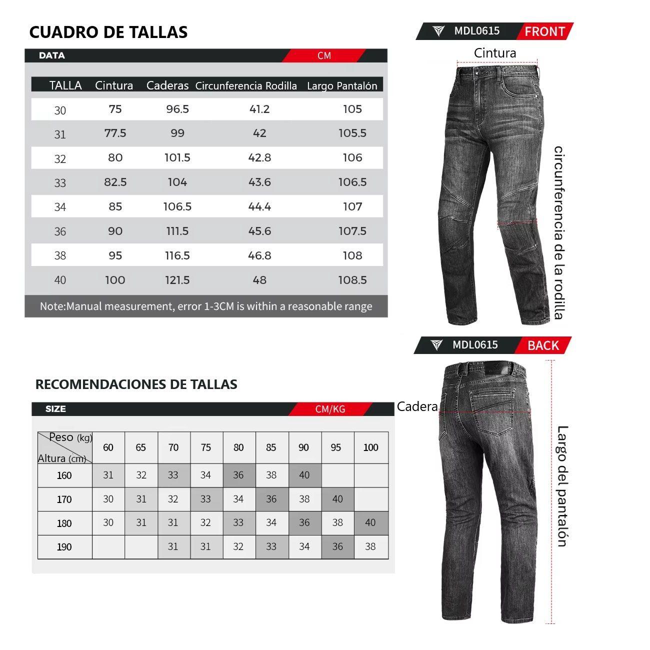 Pantalones Jeans de motociclismo con protecciones Motowolf 0615-9