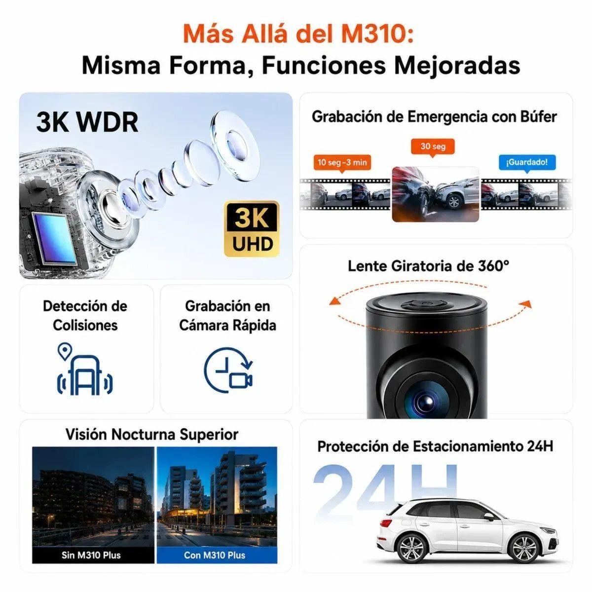 Cámara Para Vehículo 70mai M310 Plus 3K WiFi WDR Visión Nocturna 139°-7
