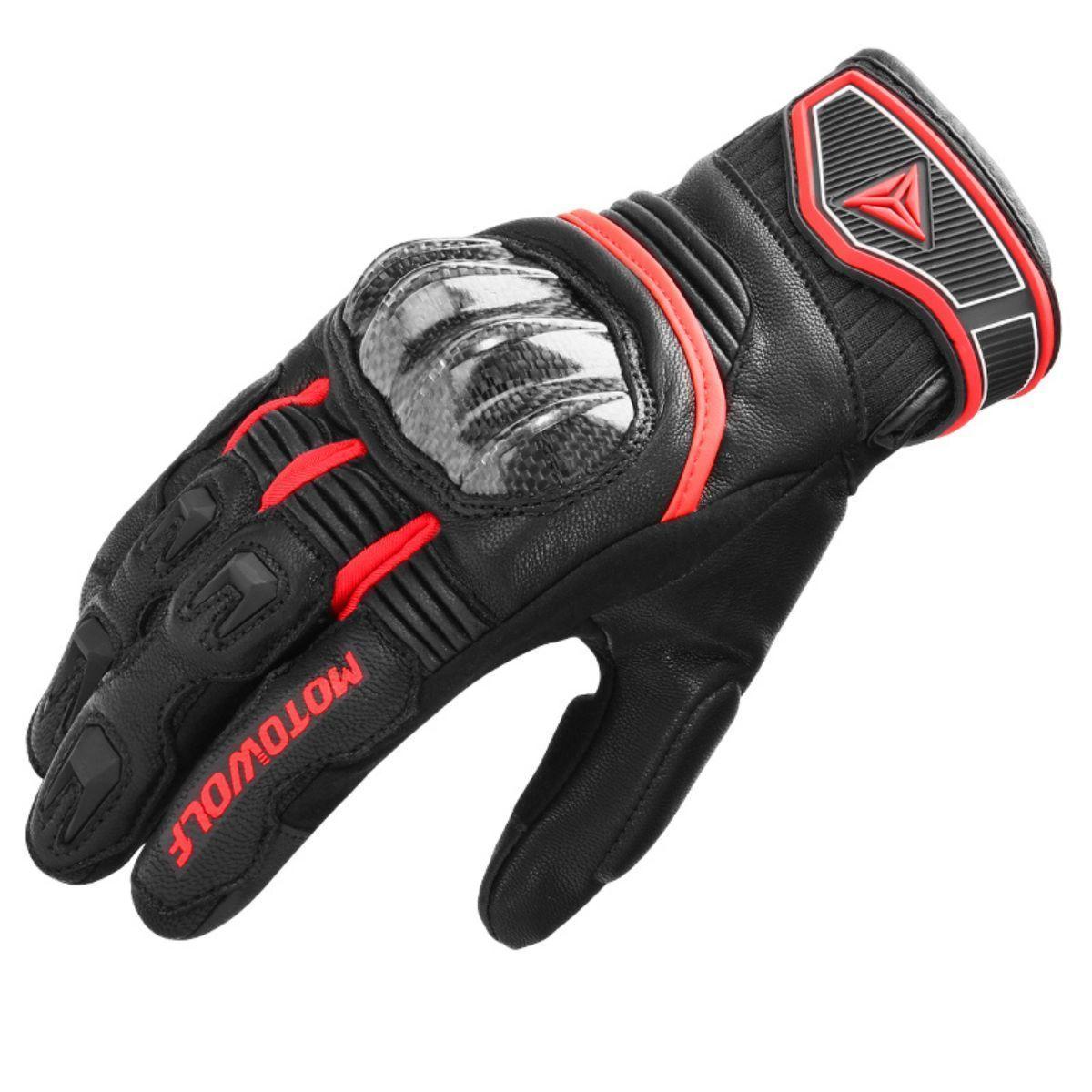 Guantes de cuero para moto Motowolf 0335-1