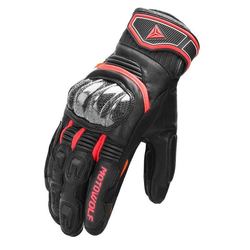 Guantes de cuero para moto Motowolf 0335-2