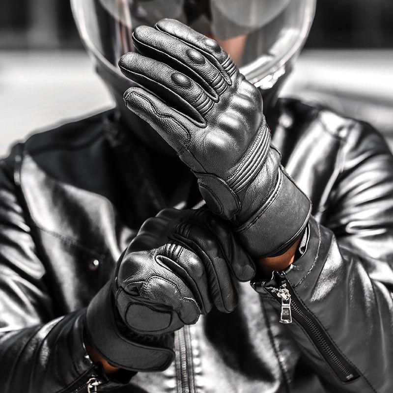 Guantes de cuero para motociclismo de Invierno Motowolf 0313 -4