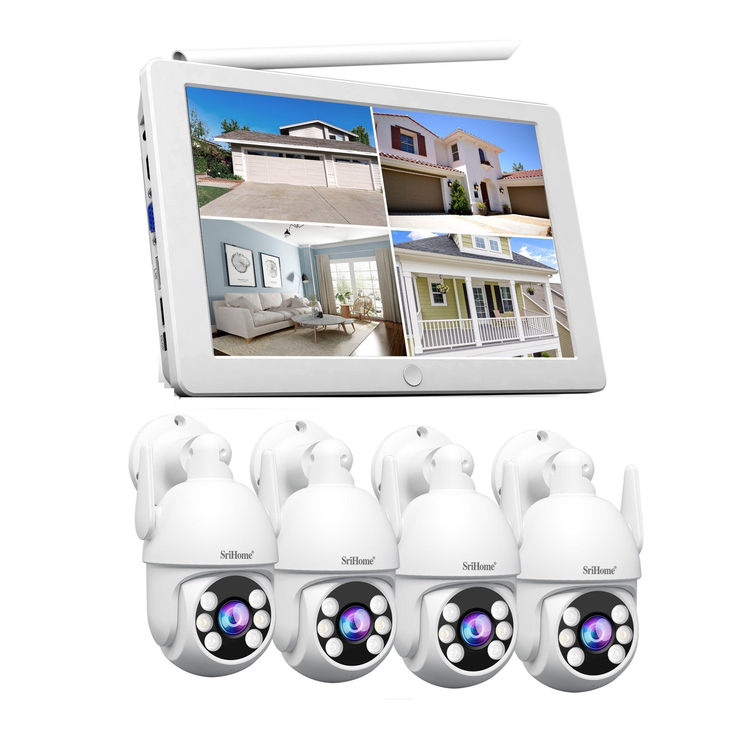 Kit NVR Srihome 4 camaras IPC059 PTZ Wifi 2MP NVS009 con pantalla 8CH-4