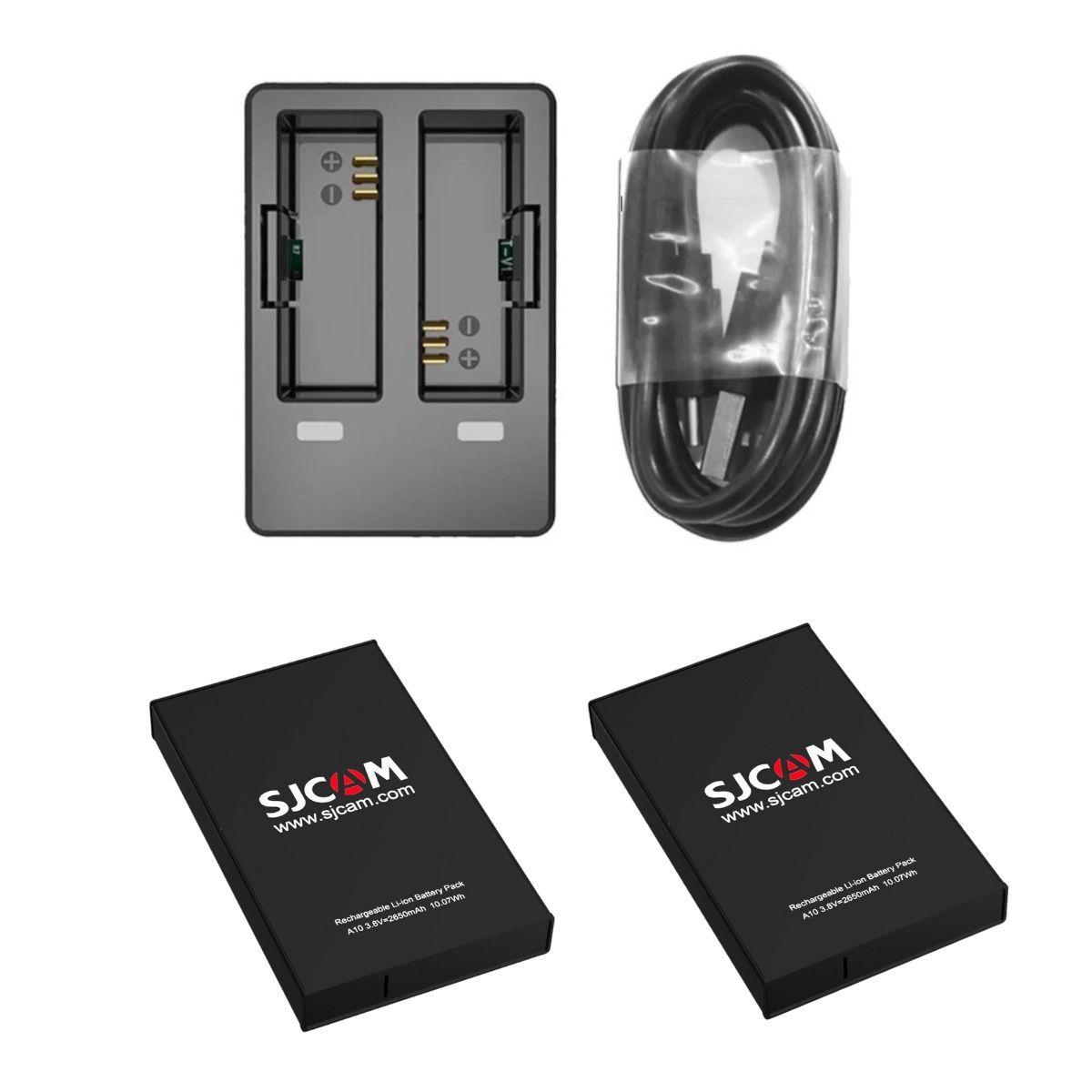 Pack Cargador de baterías Dual y 2 Baterías para cámaras Sjcam A10 y A20-4