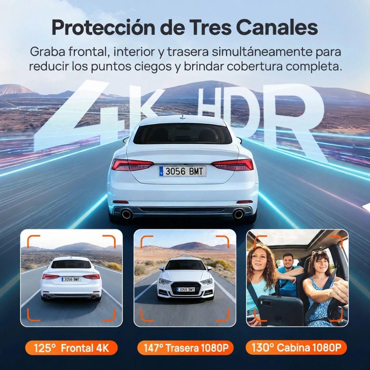 Dash Cam 70mai T800E-1 Triple Canal 4K/1080p HDR, GPS y WiFi 6-5