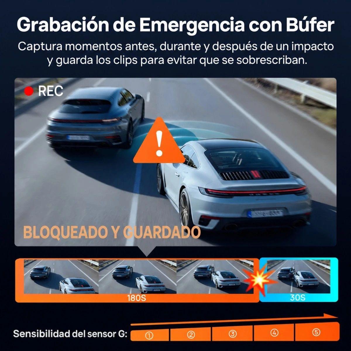 Dash Cam 70mai T800E-1 Triple Canal 4K/1080p HDR, GPS y WiFi 6-7
