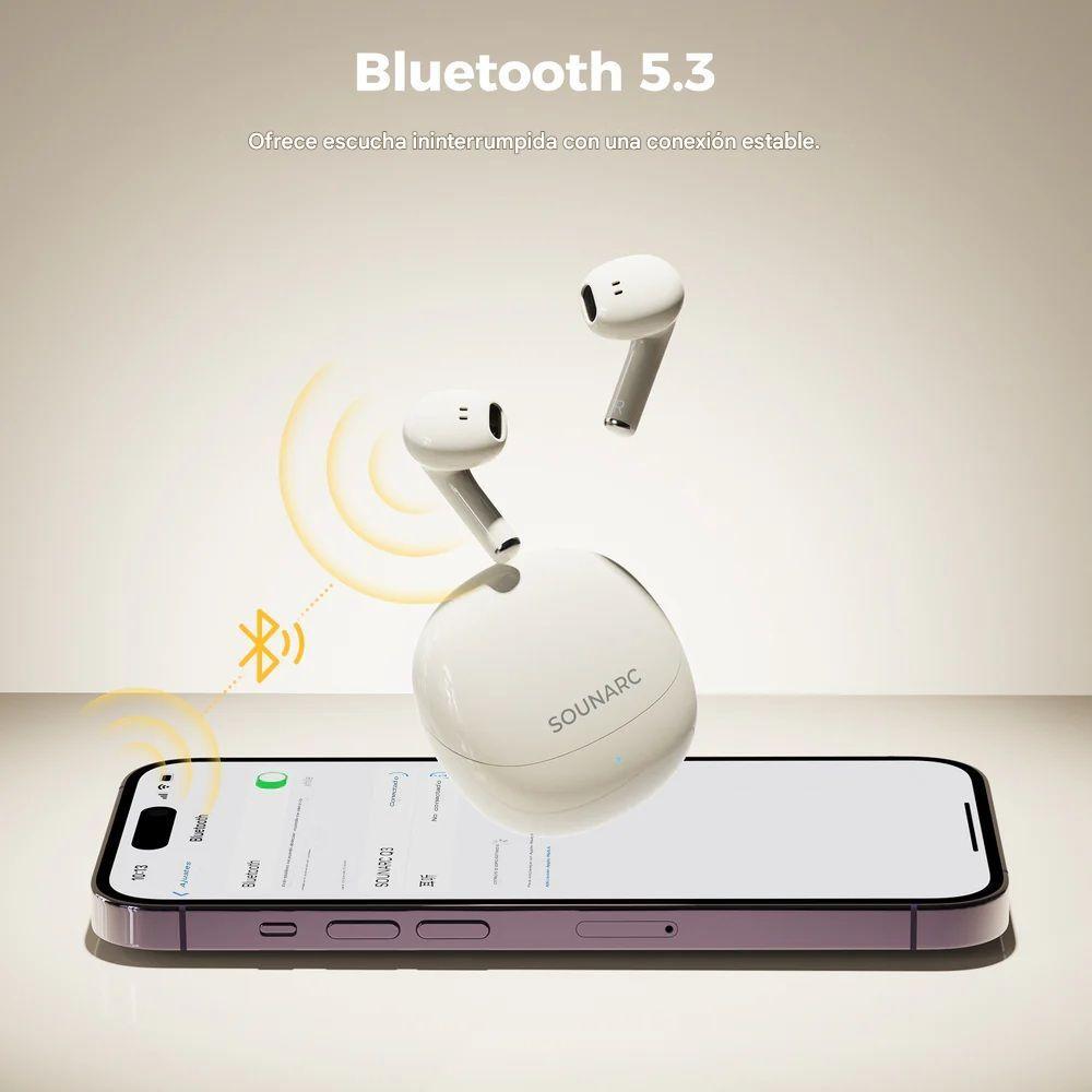 Audífonos Bluetooth 5.3 Semi In Ear IPX5 20h Carga Rápida Sounarc Q3-4