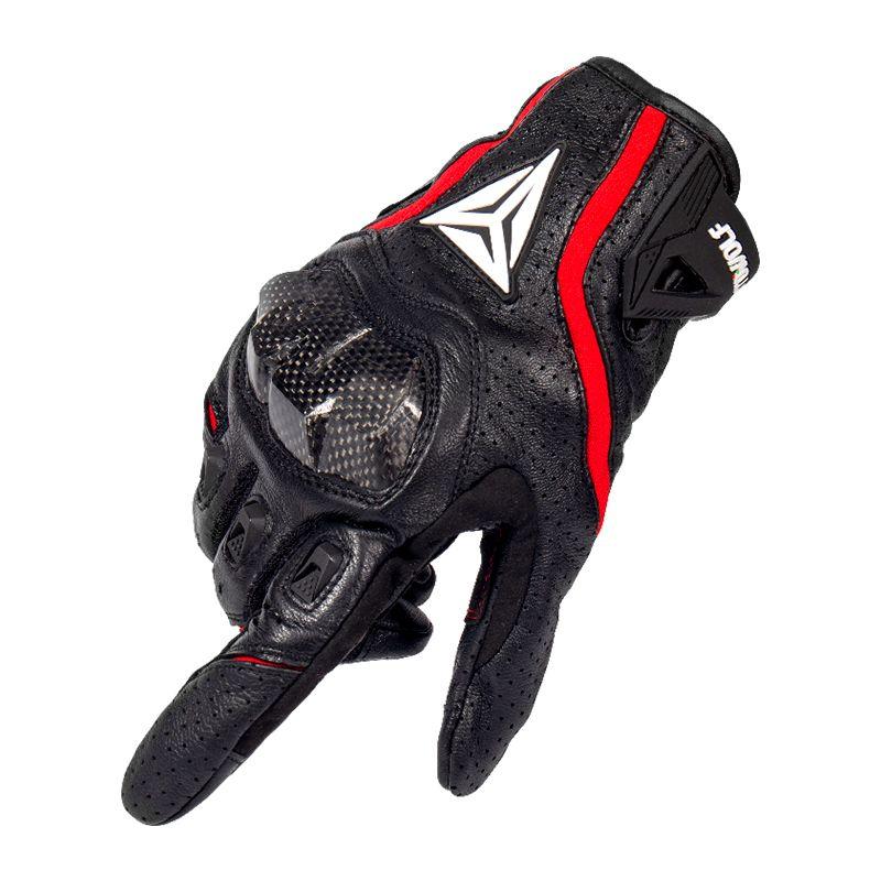 Guantes para motociclismo de cuero Motowolf MDL0305 - rojo-2