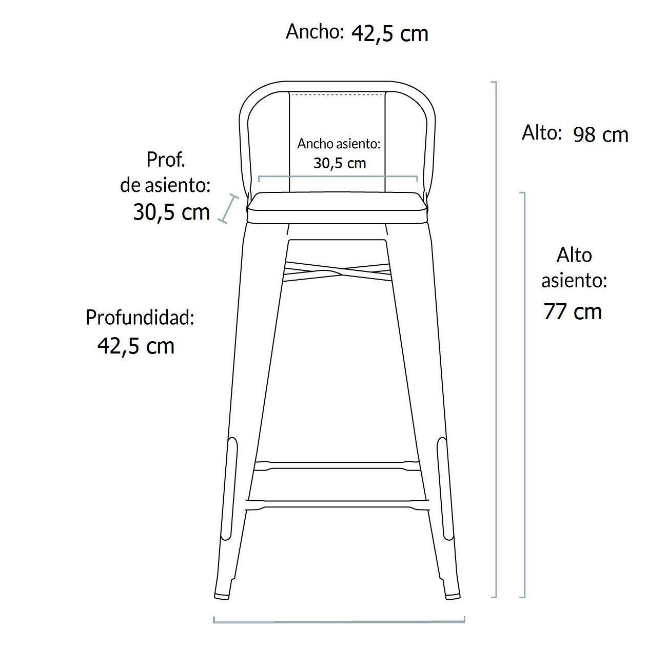 Pack 4 Taburetes Pisos  Metal Tolix asiento madera con respaldo LF5-03HBW - BLANCO-3