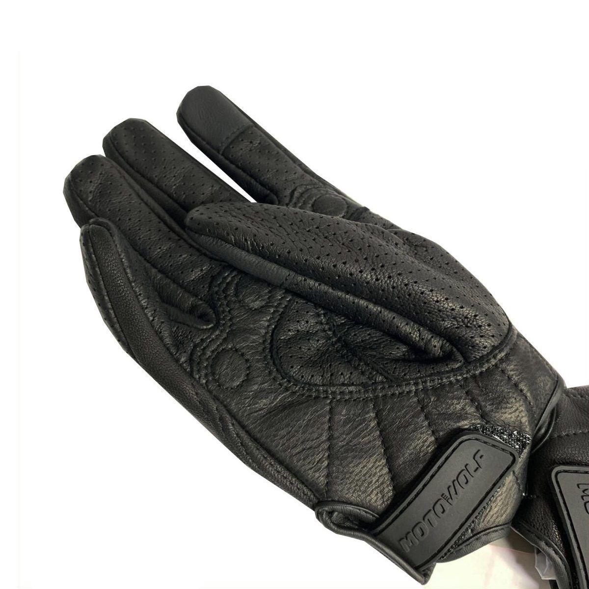 Guantes para motociclismo de cuero perforado Motowolf 0302-2
