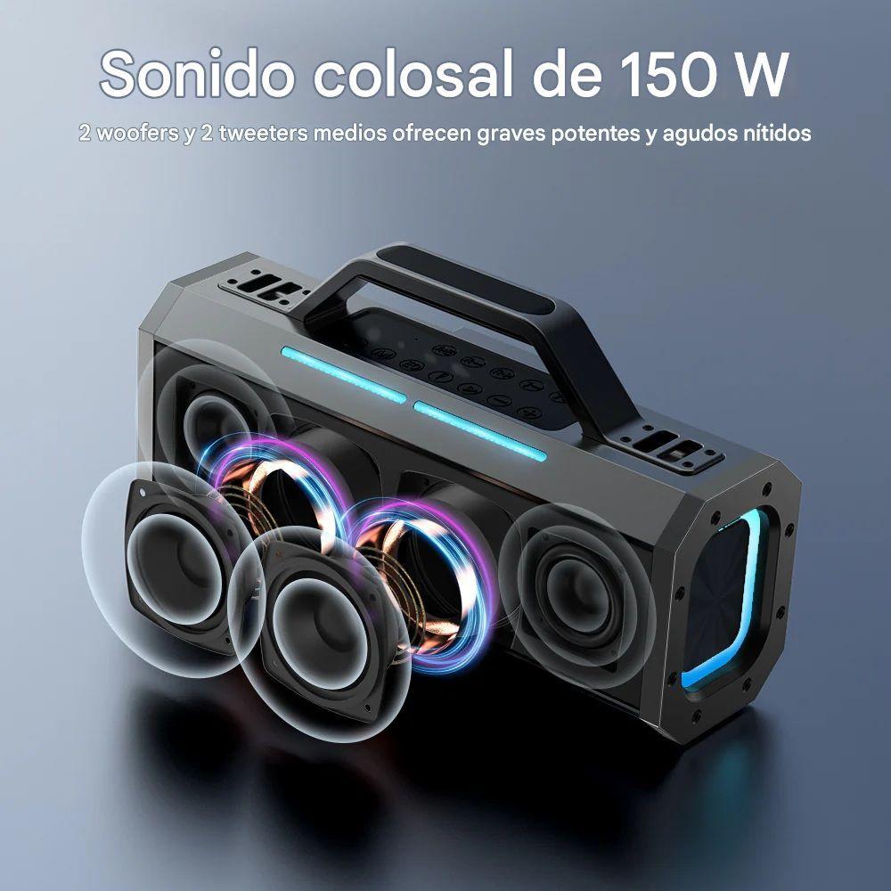 Parlante Karaoke Sounarc K1 150W Bluetooth 2 Micrófonos IPX6 RGB-4
