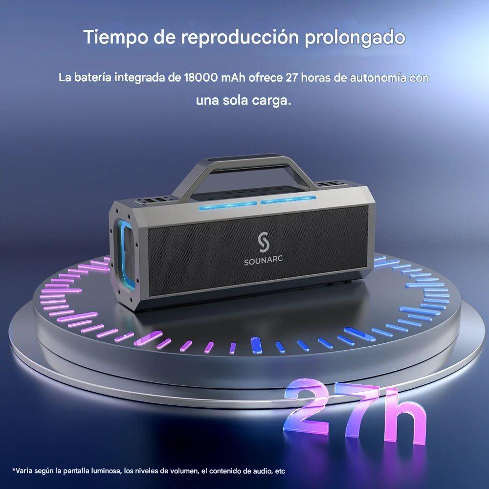 Parlante Karaoke Sounarc K1 150W Bluetooth 2 Micrófonos IPX6 RGB-5