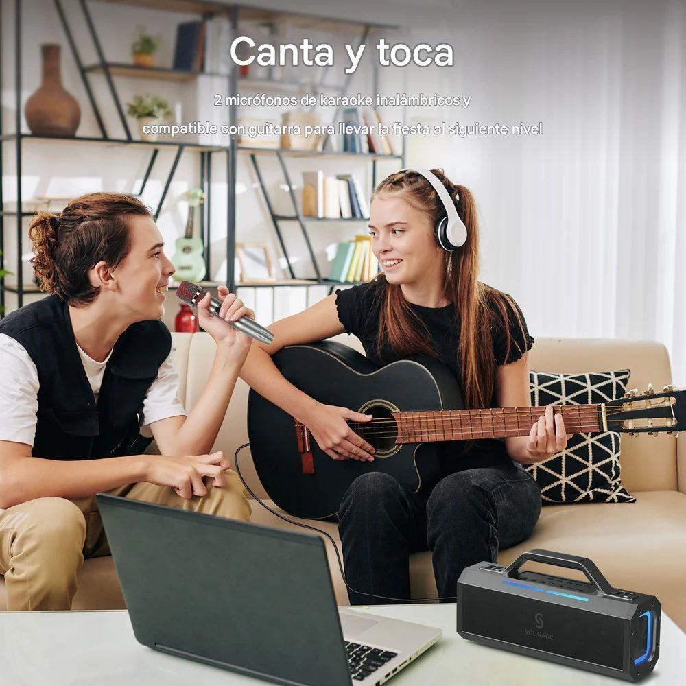 Parlante Karaoke Sounarc K1 150W Bluetooth 2 Micrófonos IPX6 RGB-7