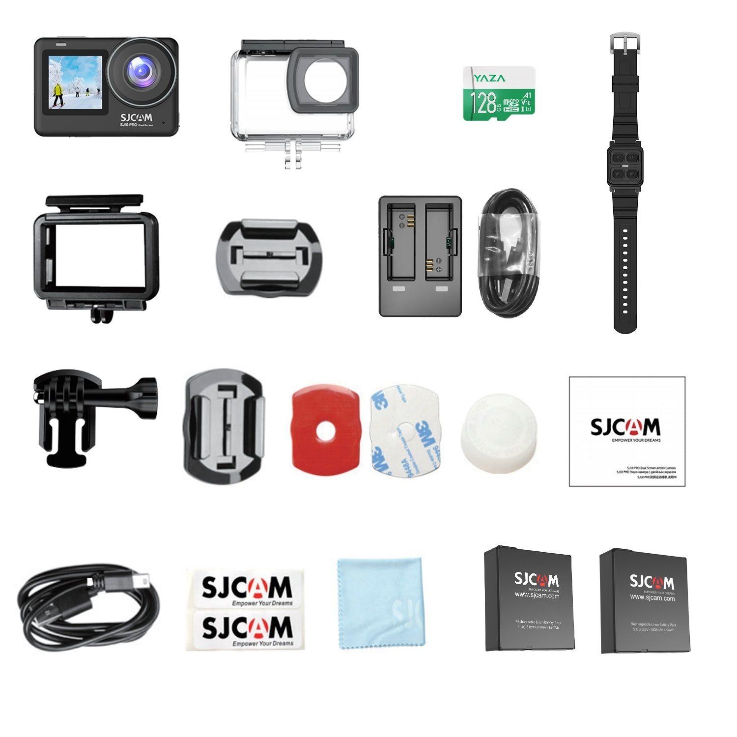 Pack Cámara Deportiva SJCAM SJ10 PRO 4K 60FPS WIFI Estabilizador con cargador 2 baterias reloj y mic-7
