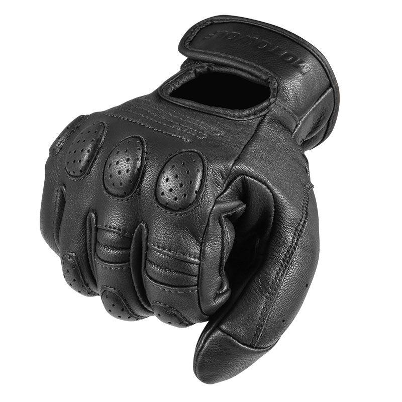 Guantes de cuero para motociclismo Vintage Motowolf 0311-1