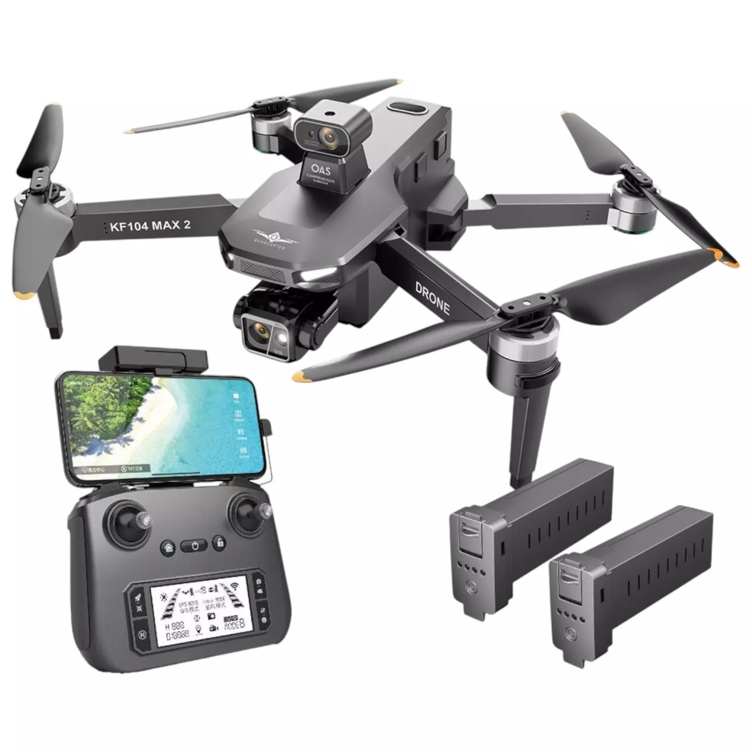 Dron KF104 MAX2 OAS gimbal GPS Wifi 5G 4k 6KM 3900mAh 2 Baterías-0