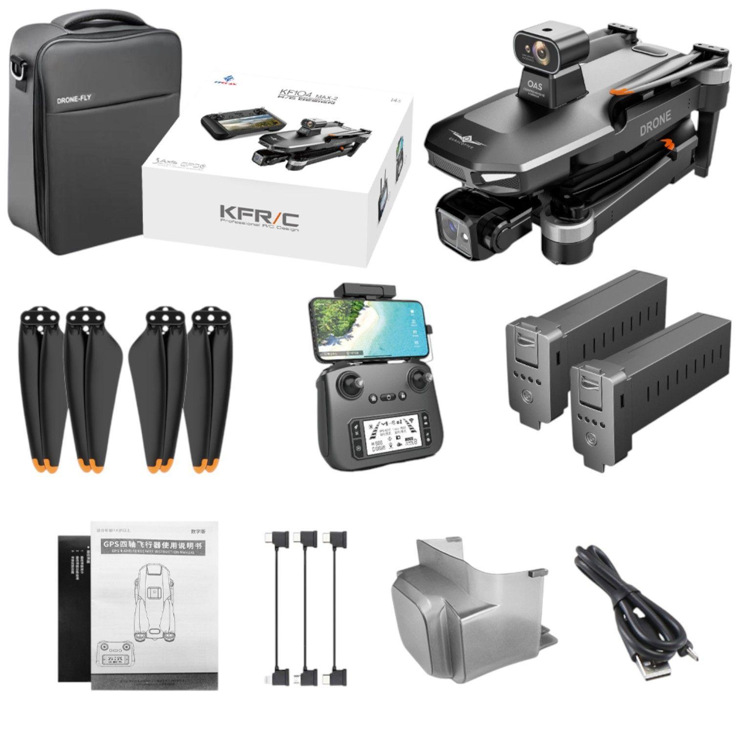 Dron KF104 MAX2 OAS gimbal GPS Wifi 5G 4k 6KM 3900mAh 2 Baterías-7