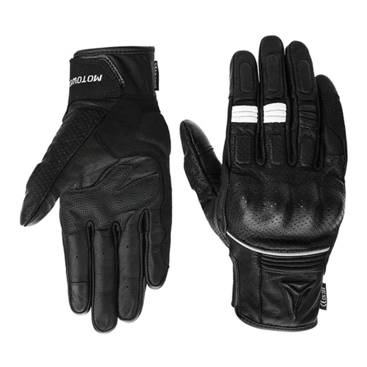 Guantes para motociclismo de cuero perforado Motowolf MDL0329-0