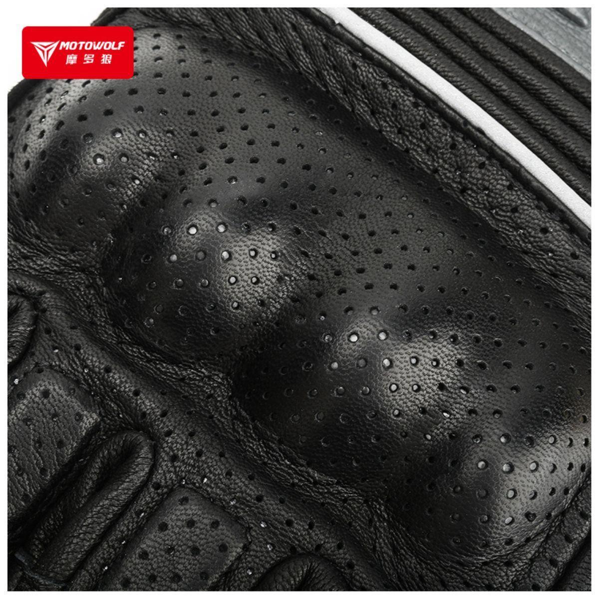 Guantes para motociclismo de cuero perforado Motowolf MDL0329-5