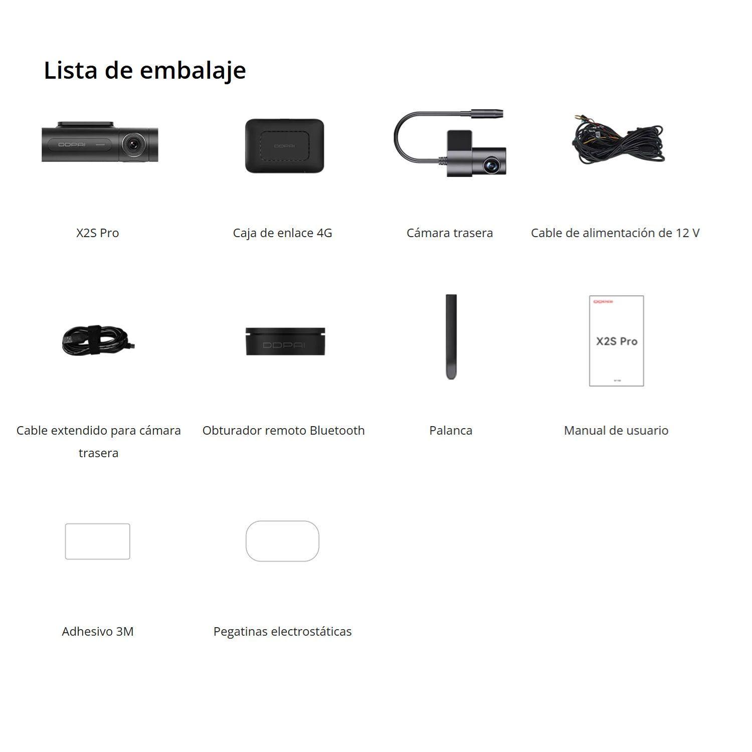 Cámara de vehículo dual 4G 2K rastreo GPS y control bluetooth DDPAI X2S PR-5