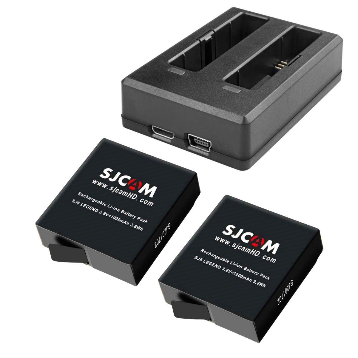 Pack Cargador de baterías Dual y 2 Baterias para cámaras Sjcam SJ6 LEGEND y SJ6 PRO-2