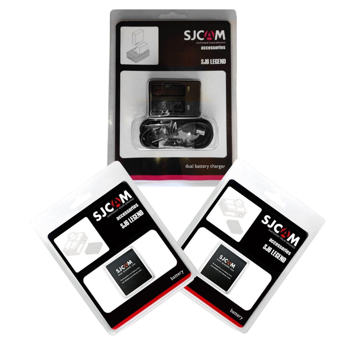 Pack Cargador de baterías Dual y 2 Baterias para cámaras Sjcam SJ6 LEGEND y SJ6 PRO-5