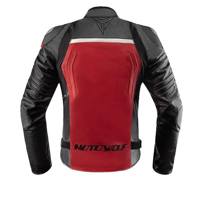 Chaqueta De Cuero Clásica Para Motocicleta Protecciones CE1 Motowolf JM2-2