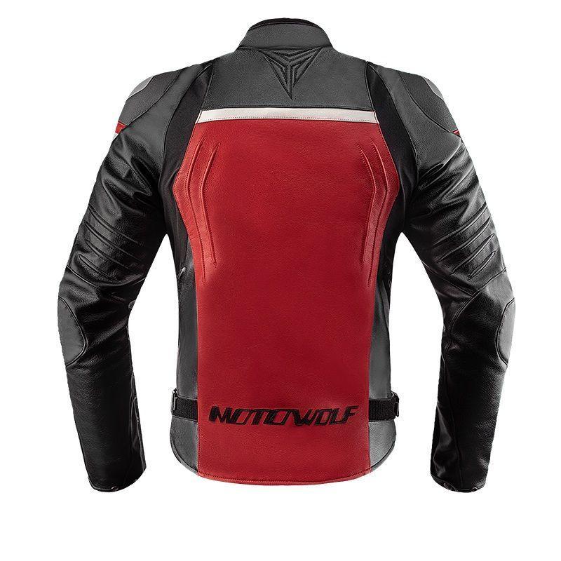 Chaqueta De Cuero Clásica Para Motocicleta Protecciones CE1 Motowolf JM2-2