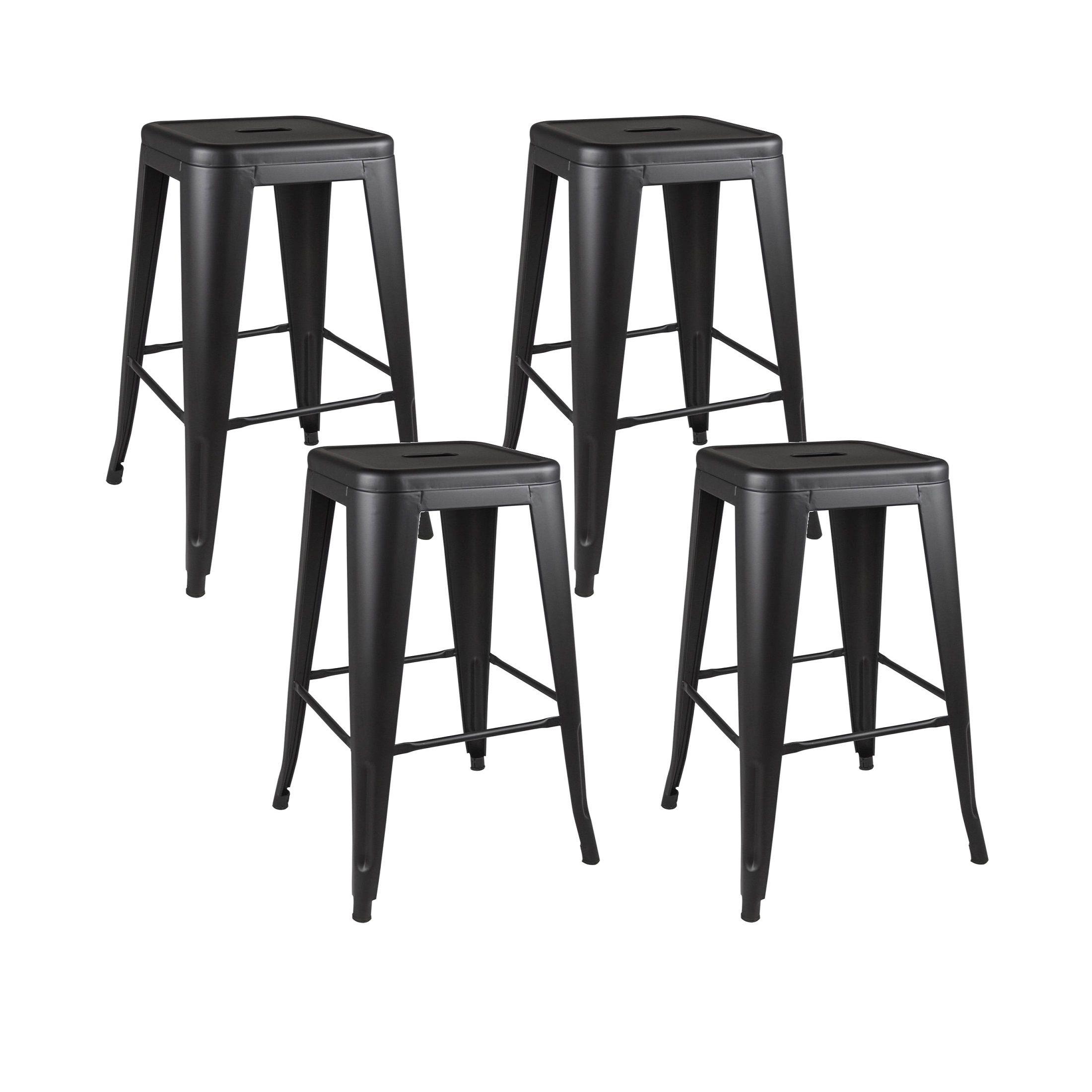 Pack 4 Taburetes Pisos Metal Tolix para Comedor Bar LF5-03H 66cm - Negro-0