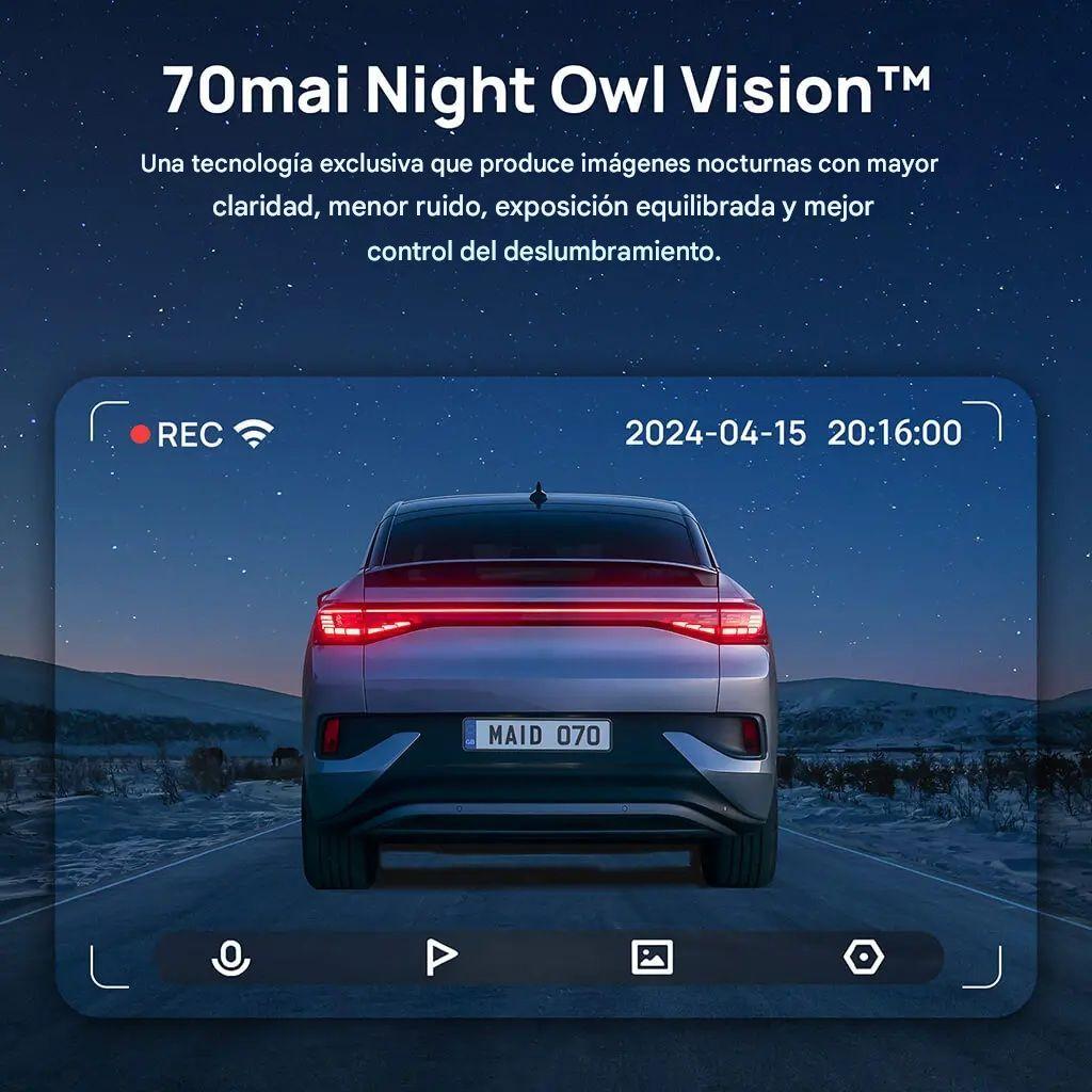 Pack Cámara para vehículo 2.7K HDR, 70mai A510 + Kit cable UP04-5