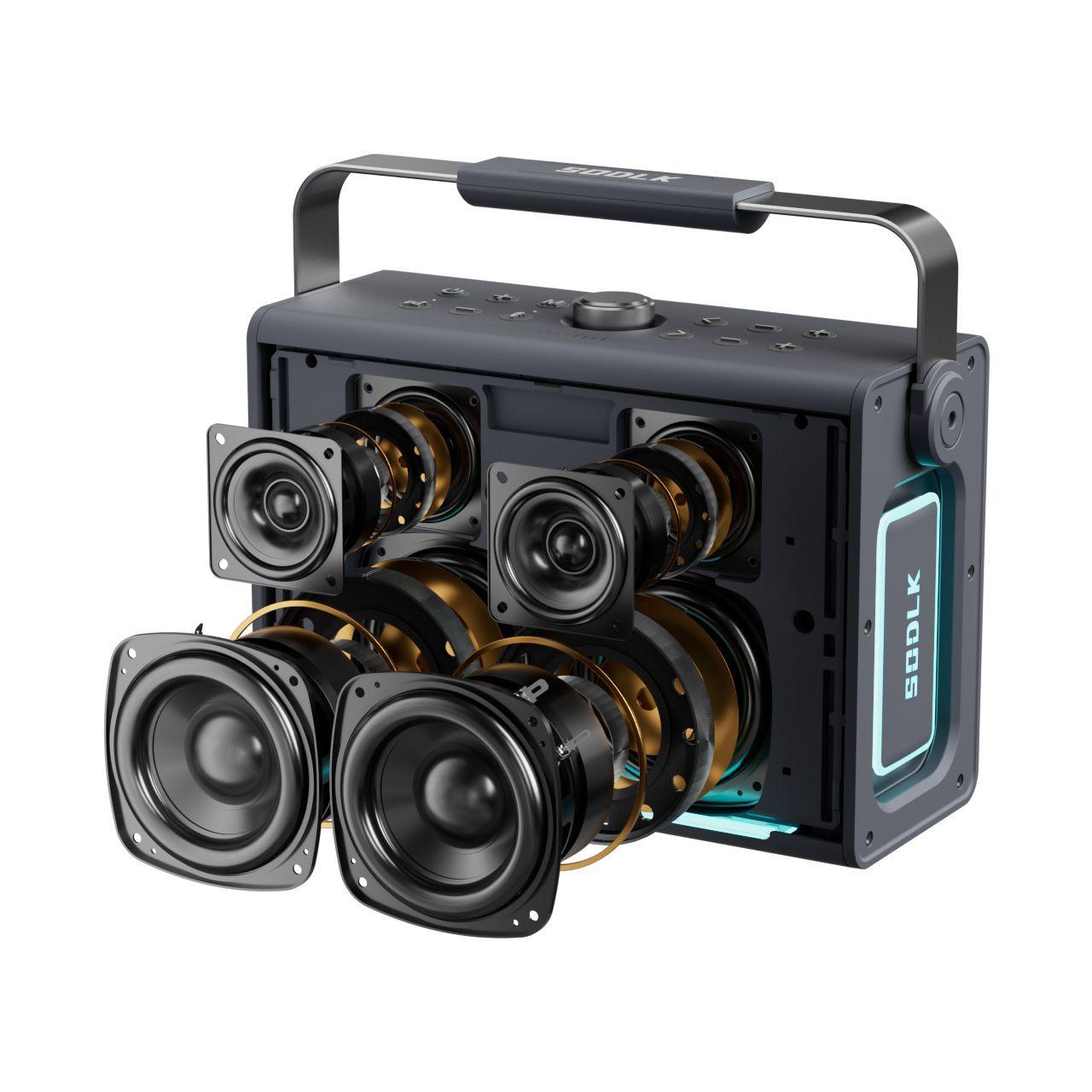 Parlante Altavoz Bluetooth 5.3 Karaoke 2 Mic 200W 20000mAh IPX6 TWS SODLK S1117-3