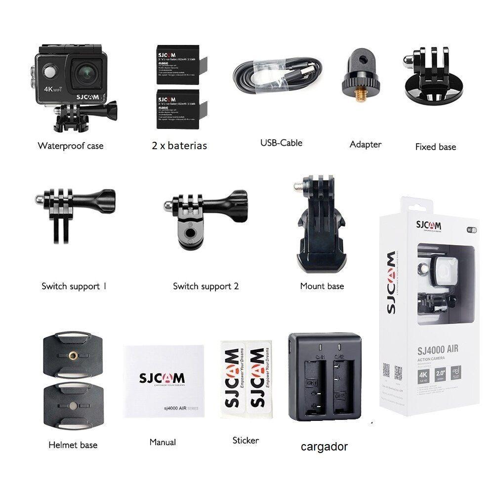 Cámara Deportiva SJCAM SJ4000 AIR 4K WIFI + 2 baterias + Cargador-5