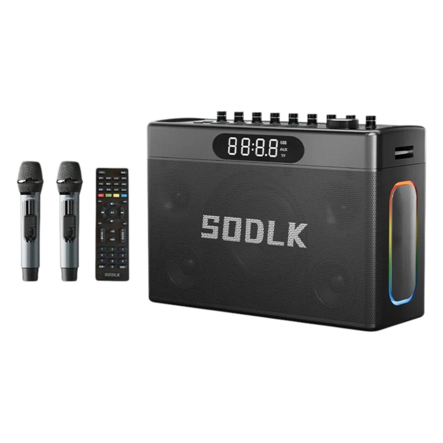 Parlante Altavoz Bluetooth 5.3 Karaoke 2 Mic 300W 19800mAh IPX5 TWS SODLK S1127 PLUS-1