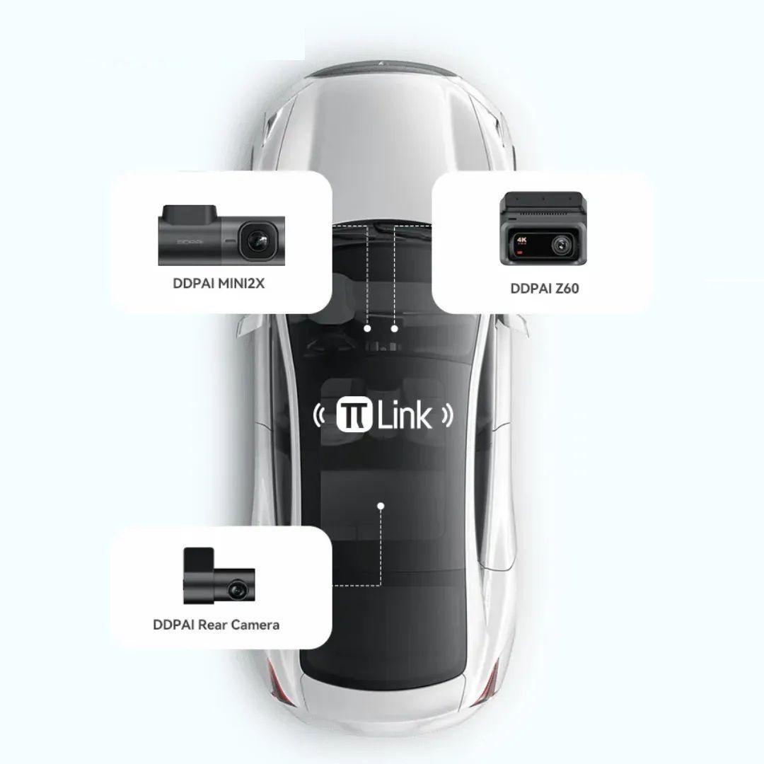 Kit 3 Cámaras Auto DDPAI Z60 Frontal 4K Interior 2K Trasera 1080p + Kit de cableado DDPAI DC002-5