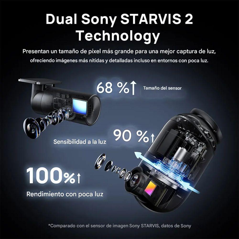 Set Doble Cámara Para Vehículo Frontal 360° 4K HDR 60fps Trasera 1080p 70mai X800-2-4