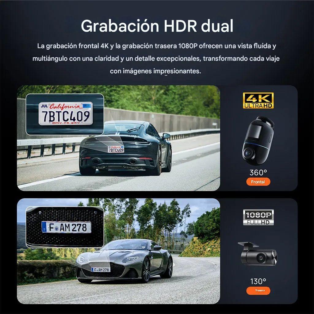 Set Doble Cámara Para Vehículo Frontal 360° 4K HDR 60fps Trasera 1080p 70mai X800-2-5